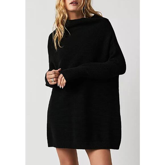 Free People Sweaters - Free People Sweater Ottoman Slouchy Pullover Oversized Chunky Black Minimalist
